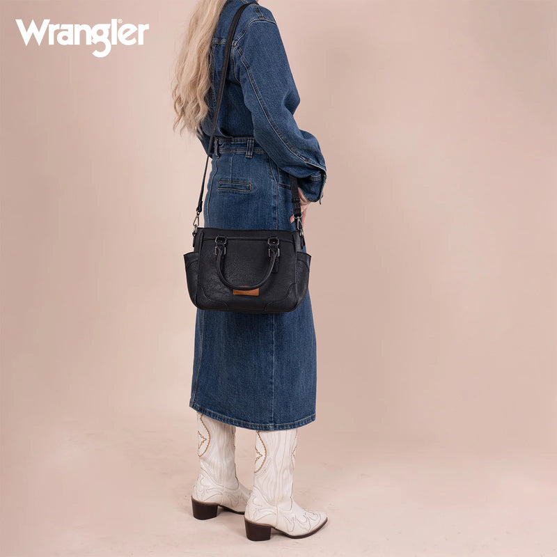 Load image into Gallery viewer, WG187-8318BK - Wrangler Carry-All Buckle Tote/Crossbody - Black
