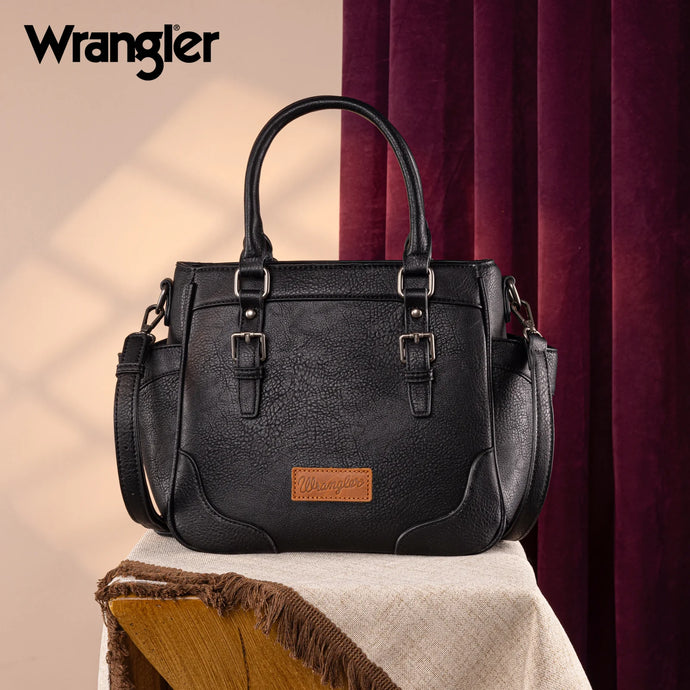 WG187-8318BK - Wrangler Carry-All Buckle Tote/Crossbody - Black