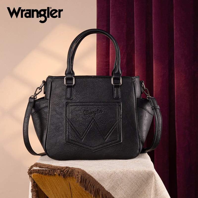 Load image into Gallery viewer, WG187-8318BK - Wrangler Carry-All Buckle Tote/Crossbody - Black
