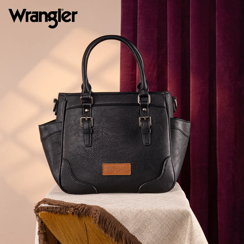 Load image into Gallery viewer, WG187-8318BK - Wrangler Carry-All Buckle Tote/Crossbody - Black
