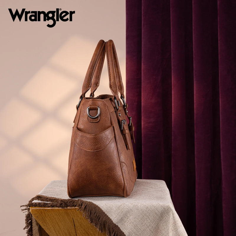 Load image into Gallery viewer, WG187-8318BR - Wrangler Carry-All Buckle Tote/Crossbody - Brown
