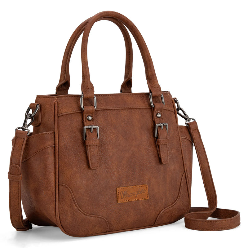 Load image into Gallery viewer, WG187-8318BR - Wrangler Carry-All Buckle Tote/Crossbody - Brown
