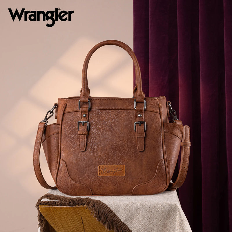 Load image into Gallery viewer, WG187-8318BR - Wrangler Carry-All Buckle Tote/Crossbody - Brown
