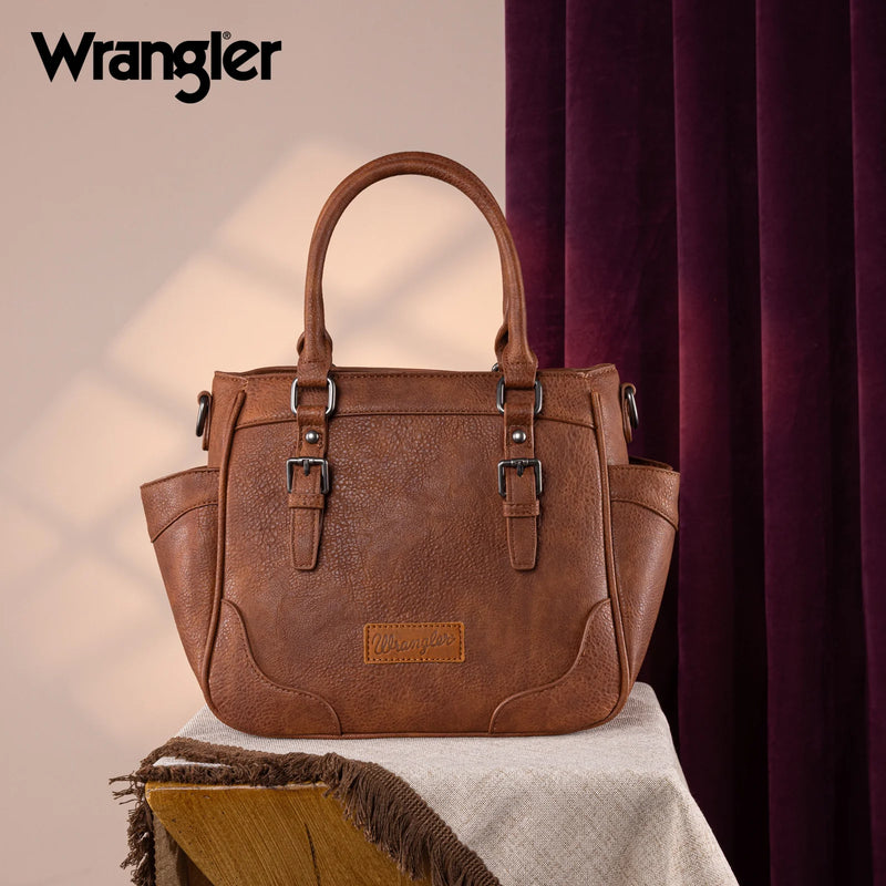 Load image into Gallery viewer, WG187-8318BR - Wrangler Carry-All Buckle Tote/Crossbody - Brown
