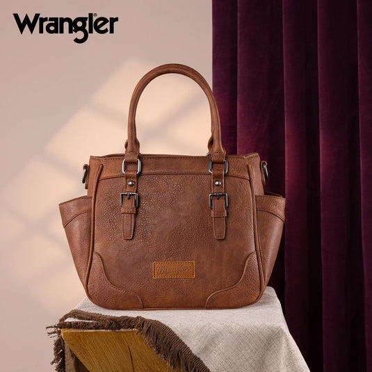 WG187-8318BR - Wrangler Carry-All Buckle Tote/Crossbody - Brown