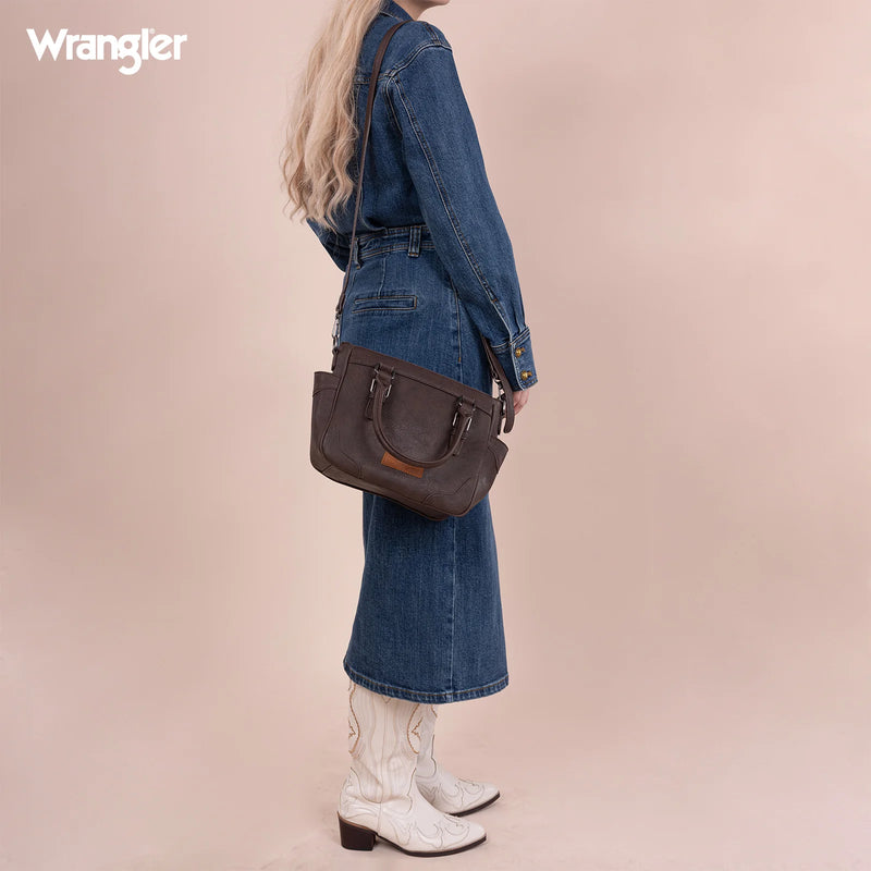 Load image into Gallery viewer, WG187-8318CF - Wrangler Carry-All Buckle Tote/Crossbody - Coffee
