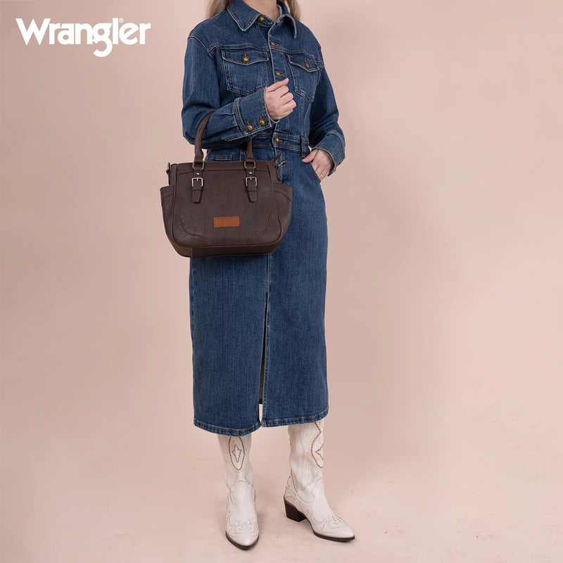 Load image into Gallery viewer, WG187-8318CF - Wrangler Carry-All Buckle Tote/Crossbody - Coffee
