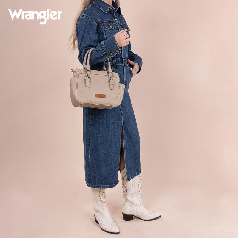 Load image into Gallery viewer, WG187-8318TN - Wrangler Carry-All Buckle Tote/Crossbody - Tan
