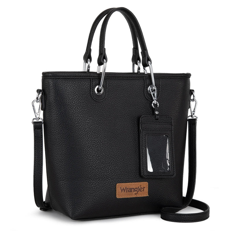 Load image into Gallery viewer, WG188-8312BK - Wrangler Top Handle Tote/Crossbody W/ Detachable Key Ring Card Holder
