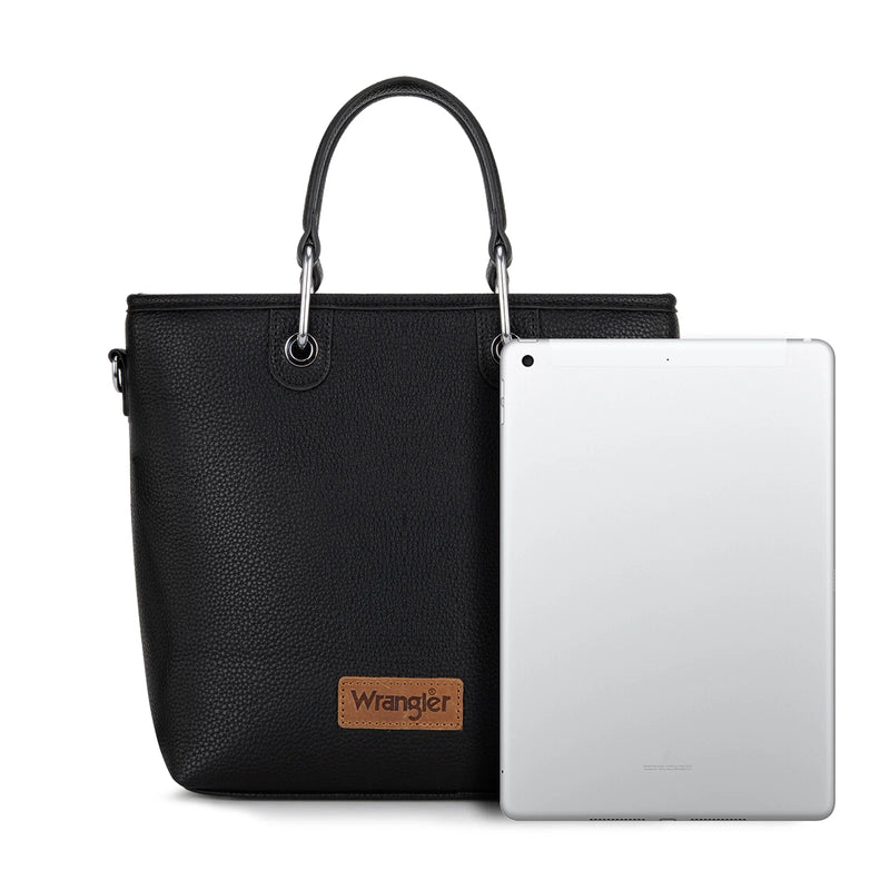 Load image into Gallery viewer, WG188-8312BK - Wrangler Top Handle Tote/Crossbody W/ Detachable Key Ring Card Holder
