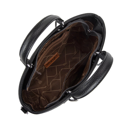 WG188-8312BK - Wrangler Top Handle Tote/Crossbody W/ Detachable Key Ring Card Holder