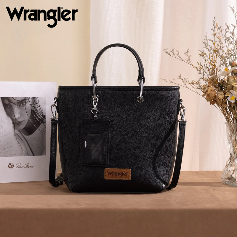 Load image into Gallery viewer, WG188-8312BK - Wrangler Top Handle Tote/Crossbody W/ Detachable Key Ring Card Holder
