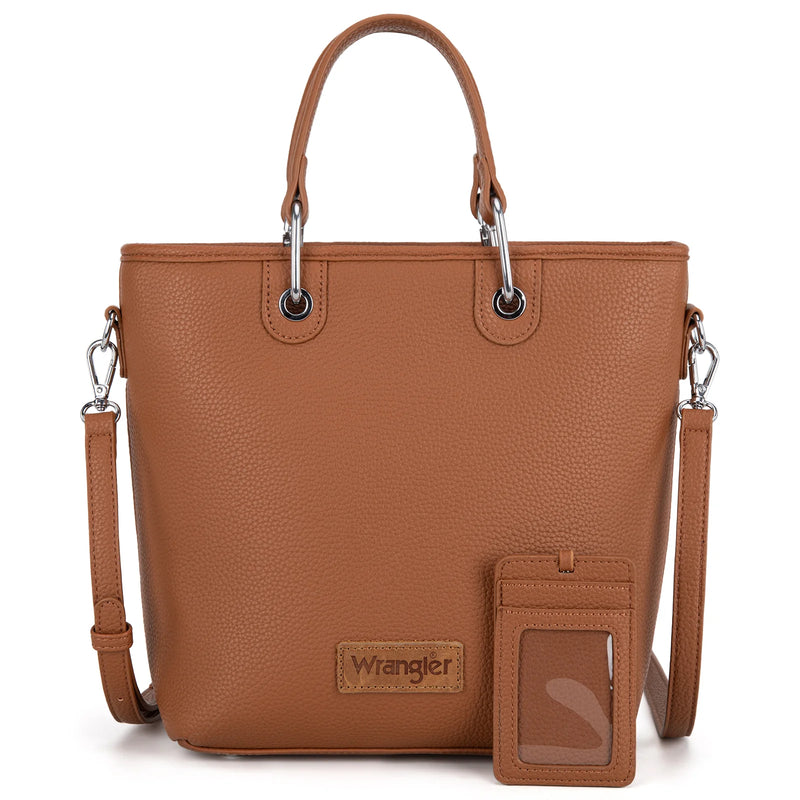 Load image into Gallery viewer, WG188-8312BR - Wrangler Top Handle Tote/Crossbody W/ Detachable Key Ring Card Holder
