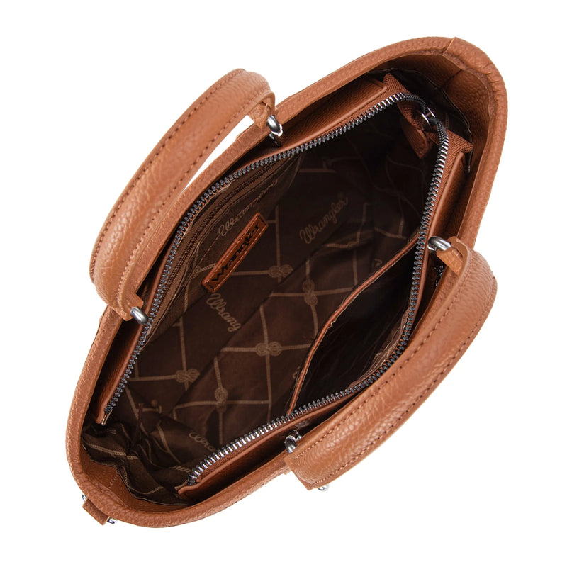 Load image into Gallery viewer, WG188-8312BR - Wrangler Top Handle Tote/Crossbody W/ Detachable Key Ring Card Holder
