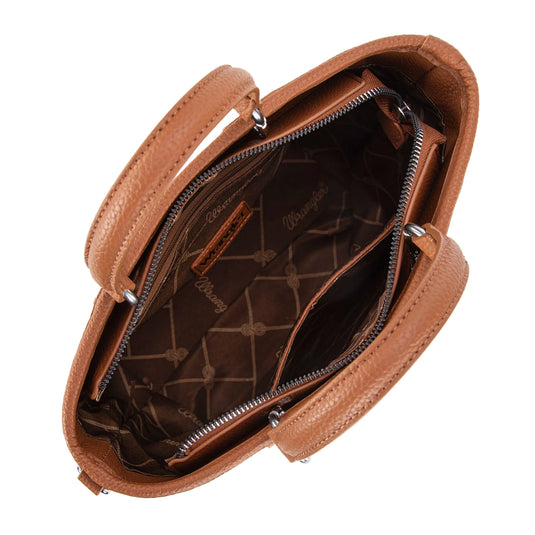 WG188-8312BR - Wrangler Top Handle Tote/Crossbody W/ Detachable Key Ring Card Holder