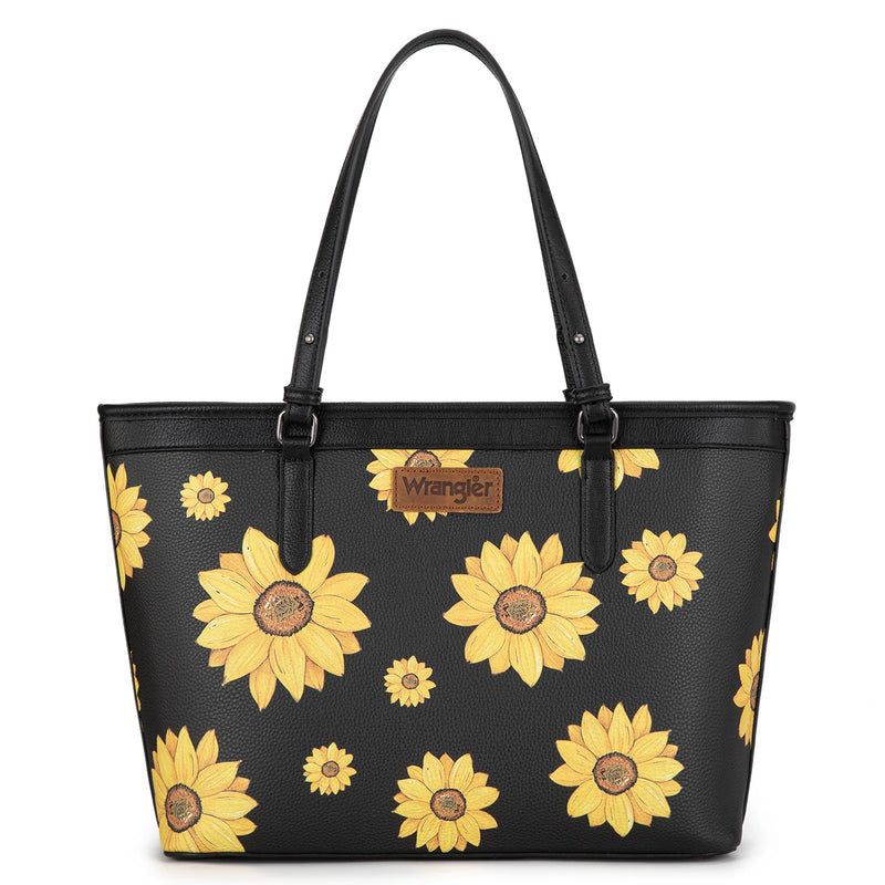 Load image into Gallery viewer, WG204-2002BK - Wrangler Sunflower Print Tote Bag - Black
