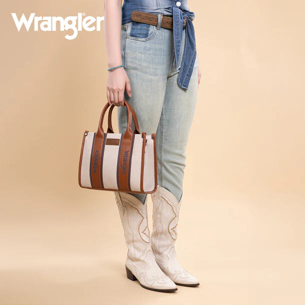 Load image into Gallery viewer, WG208-8120SBR - Wrangler Color Block Tote/Crossbody - Brown
