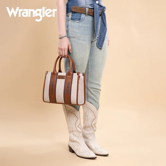 WG208-8120SBR - Wrangler Color Block Tote/Crossbody - Brown