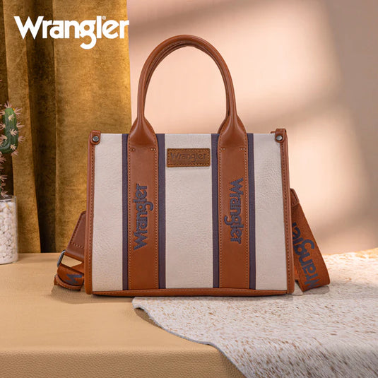 WG208-8120SBR - Wrangler Color Block Tote/Crossbody - Brown