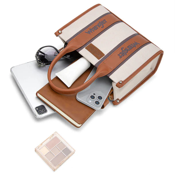 Load image into Gallery viewer, WG208-8120SBR - Wrangler Color Block Tote/Crossbody - Brown
