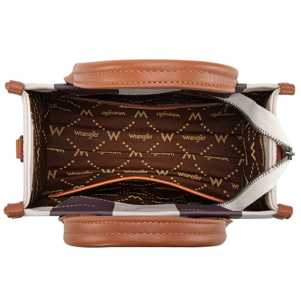 Load image into Gallery viewer, WG208-8120SBR - Wrangler Color Block Tote/Crossbody - Brown

