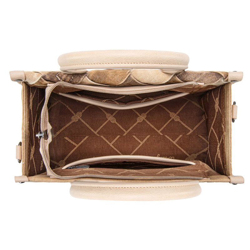 Load image into Gallery viewer, WG210-8120STN -  Wrangler Woven Denim Concealed Carry Tote/Crossbody - Tan
