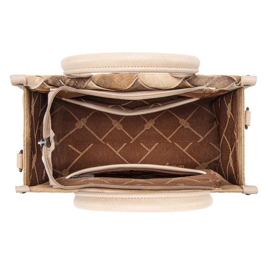 WG210-8120STN -  Wrangler Woven Denim Concealed Carry Tote/Crossbody - Tan