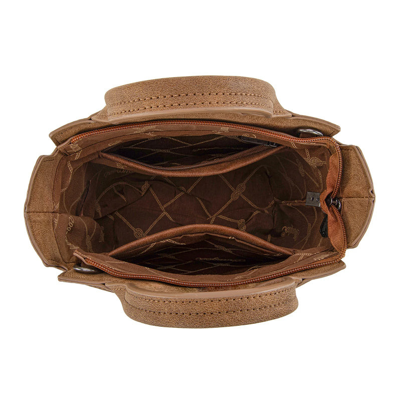 Load image into Gallery viewer, WG211-8014BR - Wrangler Aztec Embroidered Floral Embossed Tote/Crossbody
