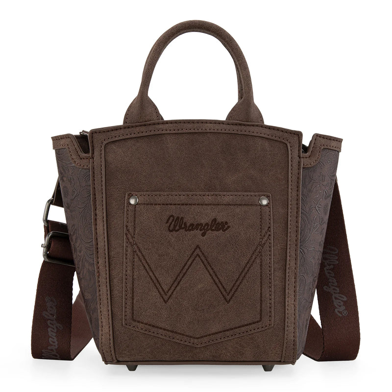 Load image into Gallery viewer, WG211-8014CF - Wrangler Aztec Embroidered Floral Embossed Tote/Crossbody
