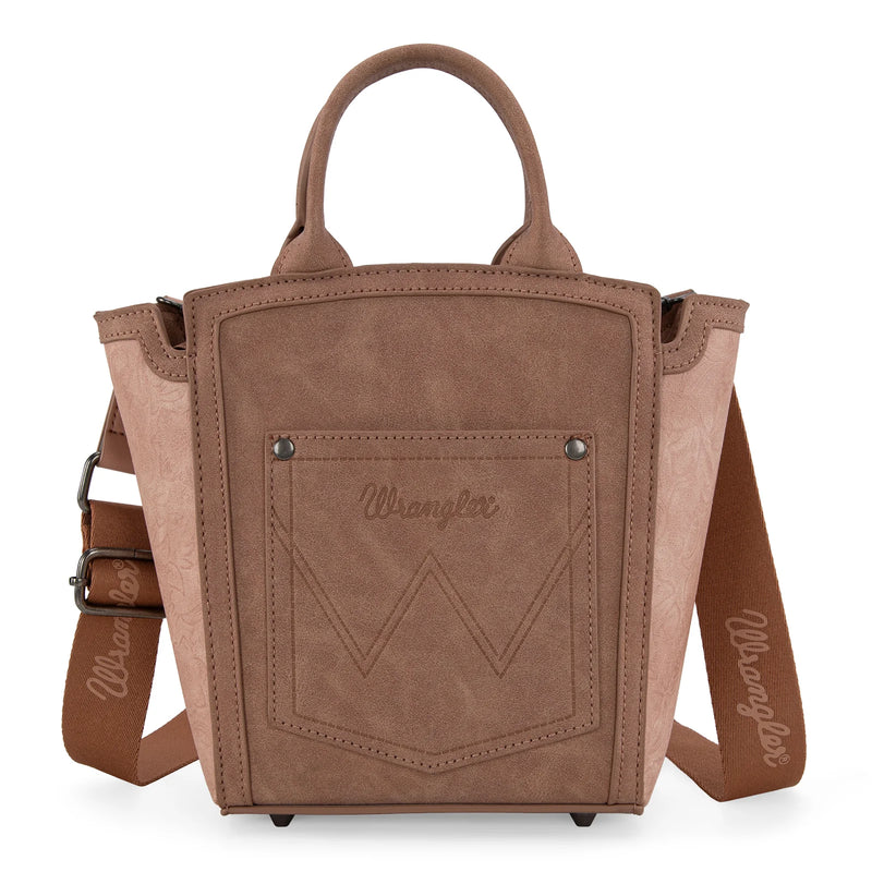 Load image into Gallery viewer, WG211-8014DPK - Wrangler Aztec Embroidered Floral Embossed Tote/Crossbody
