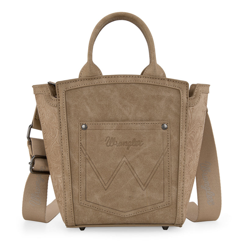 Load image into Gallery viewer, WG211-8014TN - Wrangler Aztec Embroidered Floral Embossed Tote/Crossbody

