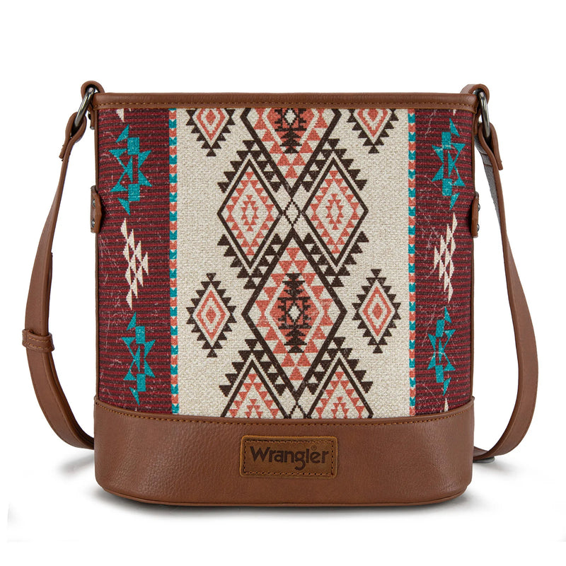 Load image into Gallery viewer, WG213-2003BR - Wrangler Aztec Distressed Print Concealed Carry Crossbody
