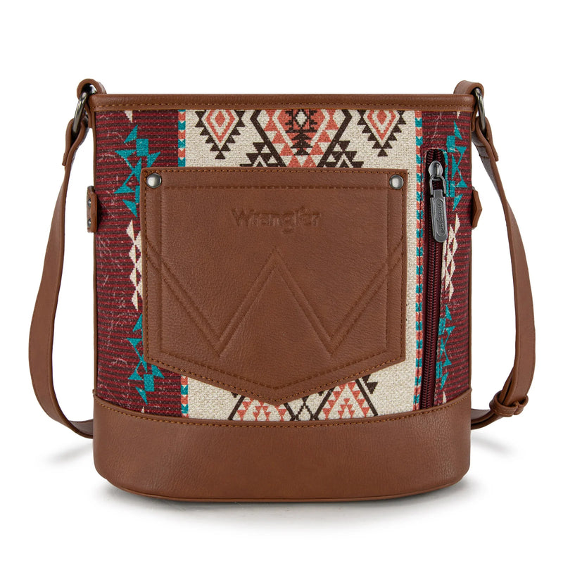 Load image into Gallery viewer, WG213-2003BR - Wrangler Aztec Distressed Print Concealed Carry Crossbody
