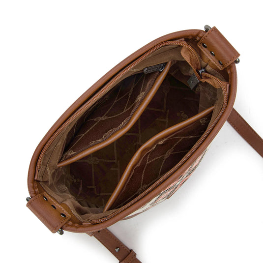 WG213-2003BR - Wrangler Aztec Distressed Print Concealed Carry Crossbody