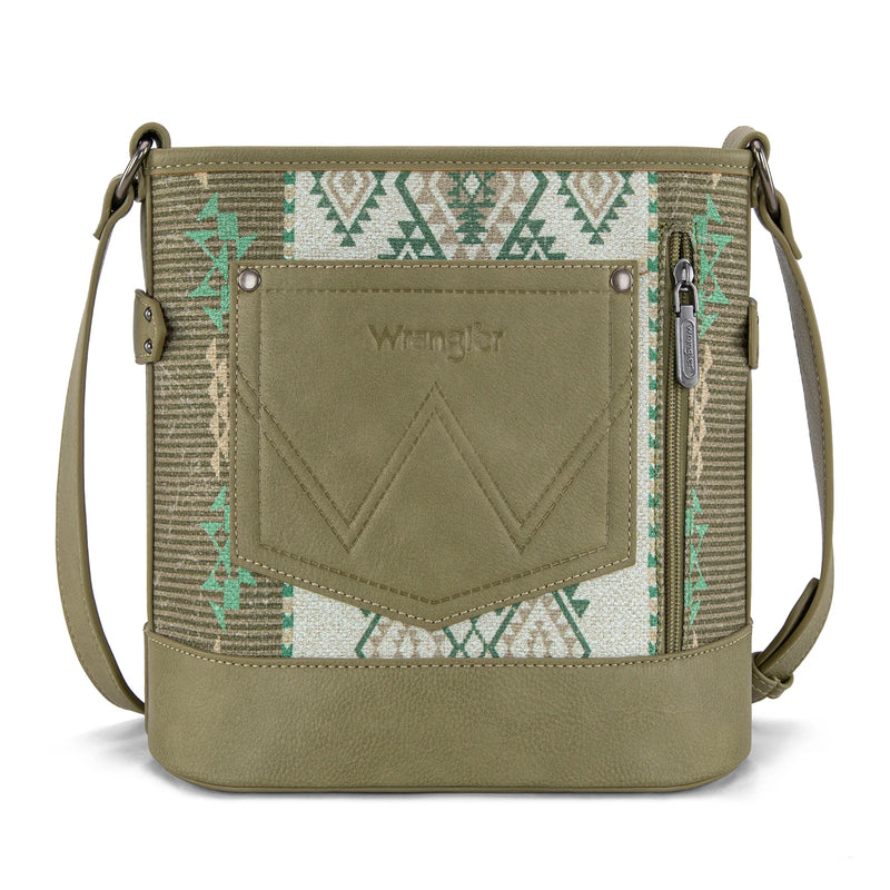 Load image into Gallery viewer, WG213-2003GN - Wrangler Aztec Distressed Print Concealed Carry Crossbody
