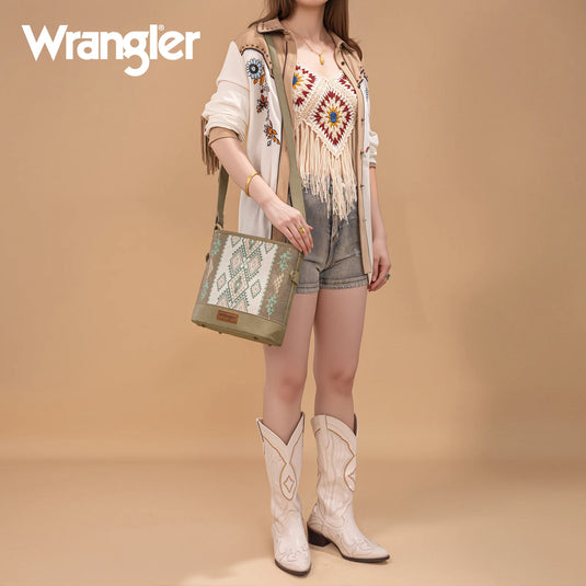 WG213-2003GN - Wrangler Aztec Distressed Print Concealed Carry Crossbody