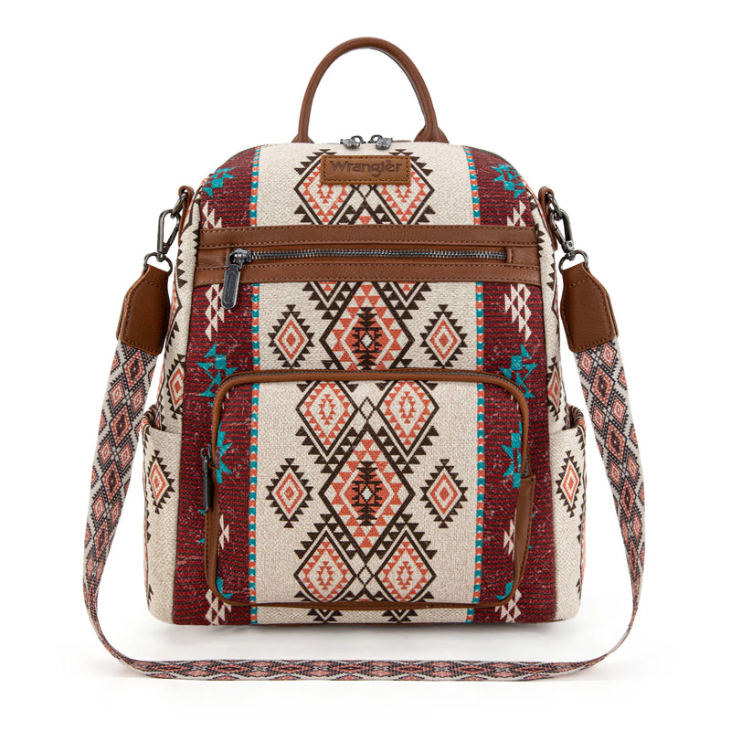 Load image into Gallery viewer, WG213-9110BR - Wrangler Aztec Print Backpack/Crossbody
