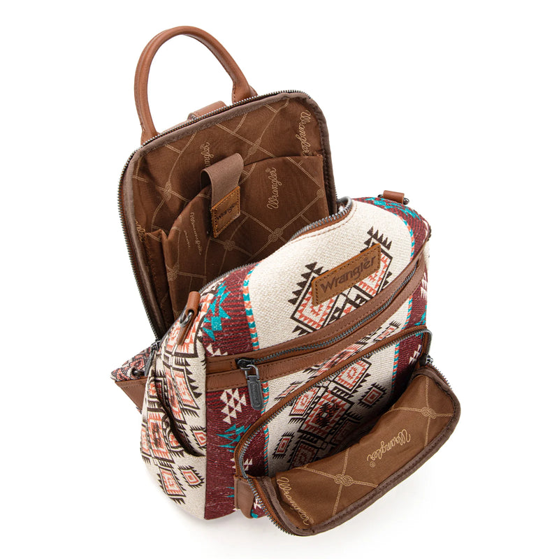 Load image into Gallery viewer, WG213-9110BR - Wrangler Aztec Print Backpack/Crossbody
