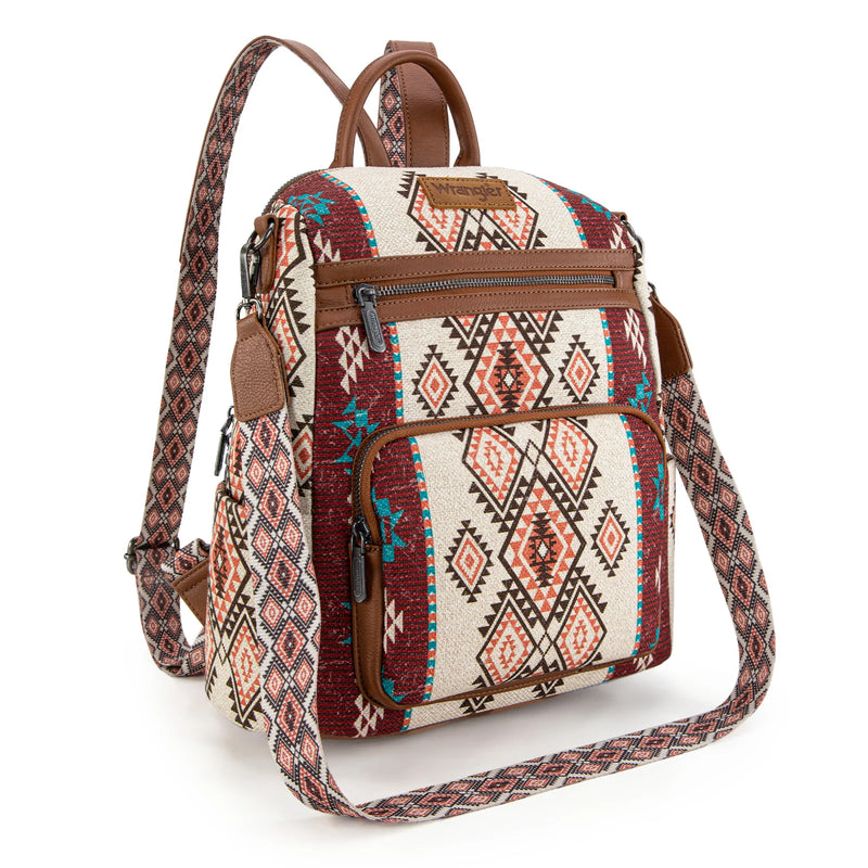Load image into Gallery viewer, WG213-9110BR - Wrangler Aztec Print Backpack/Crossbody
