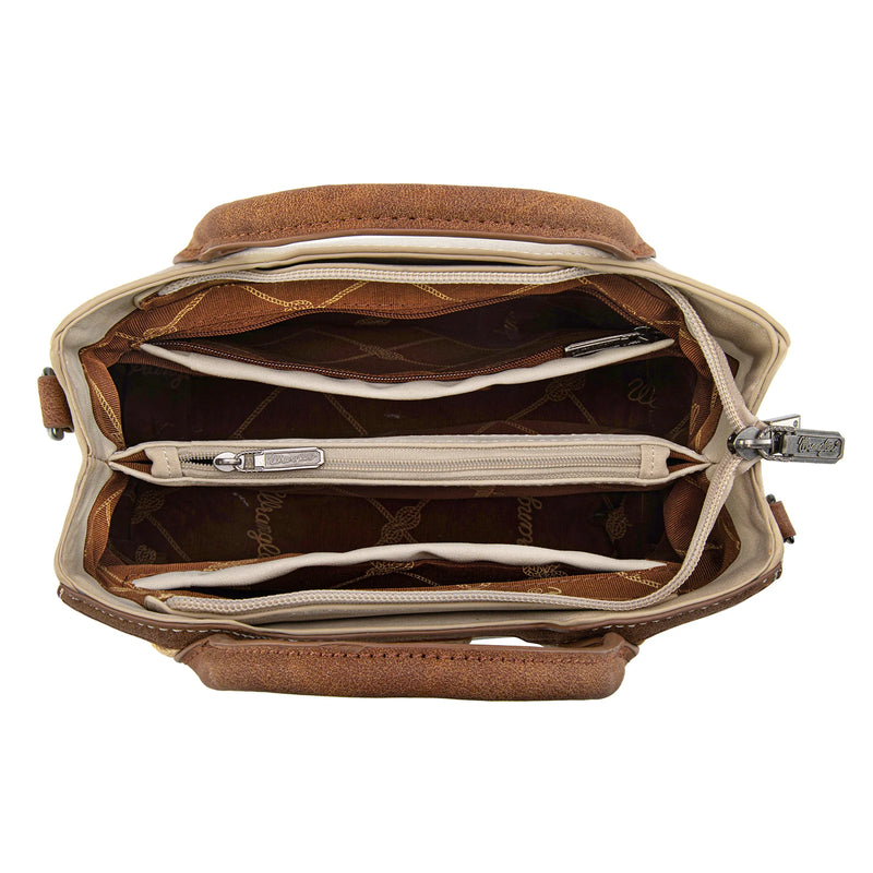 Load image into Gallery viewer, WG217-889BG - Wrangler Beige Braided Whipstitch Top Handle Small Tote/Crossbody
