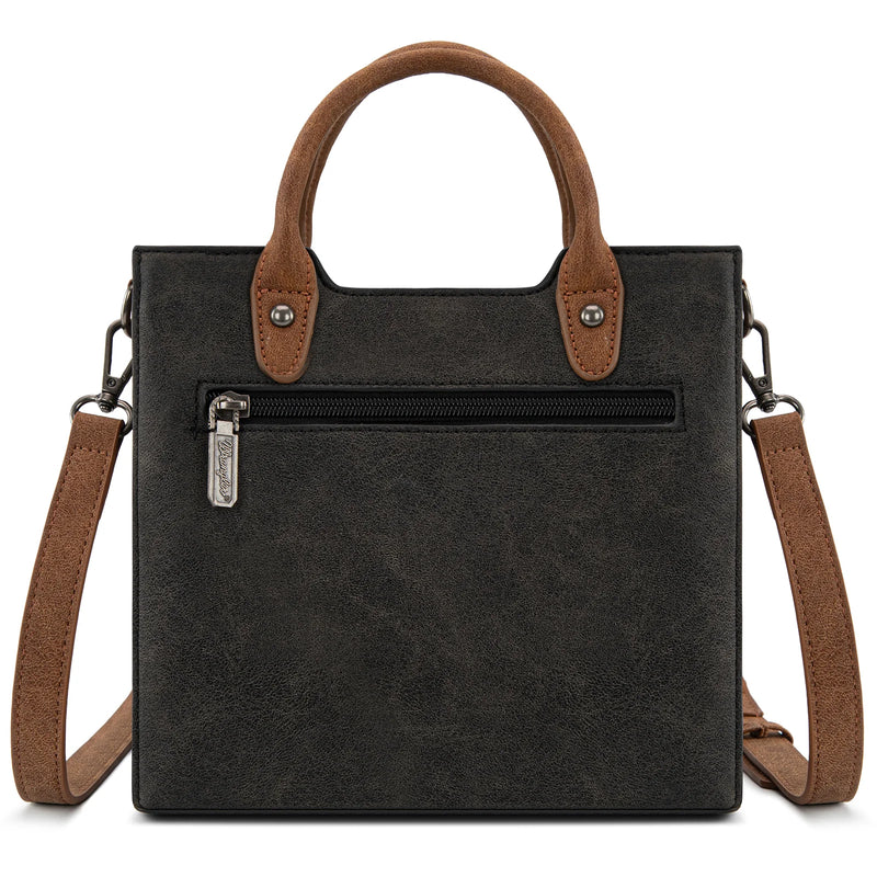 Load image into Gallery viewer, WG217-889BK - Wrangler Black Braided Whipstitch Top Handle Small Tote/Crossbody
