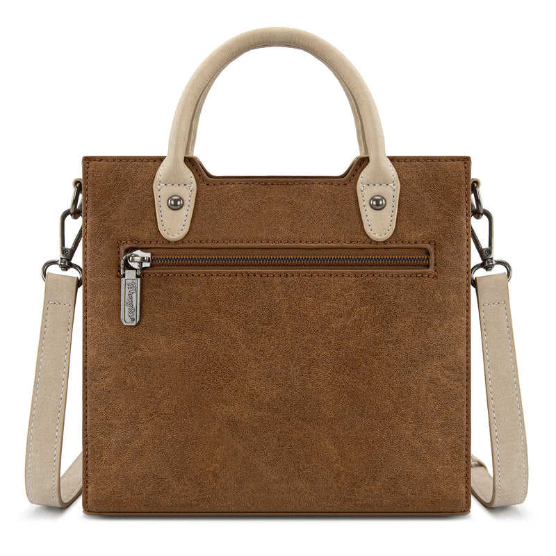 Load image into Gallery viewer, WG217-889BR - Wrangler Brown Braided Whipstitch Top Handle Small Tote/Crossbody
