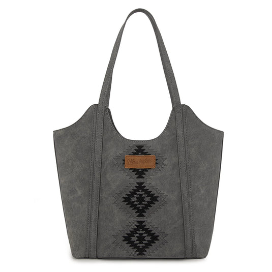 WG218-8250BK - Wrangler Aztec Embroidered Tote Bag - Black