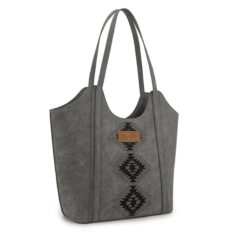 Load image into Gallery viewer, WG218-8250BK - Wrangler Aztec Embroidered Tote Bag - Black
