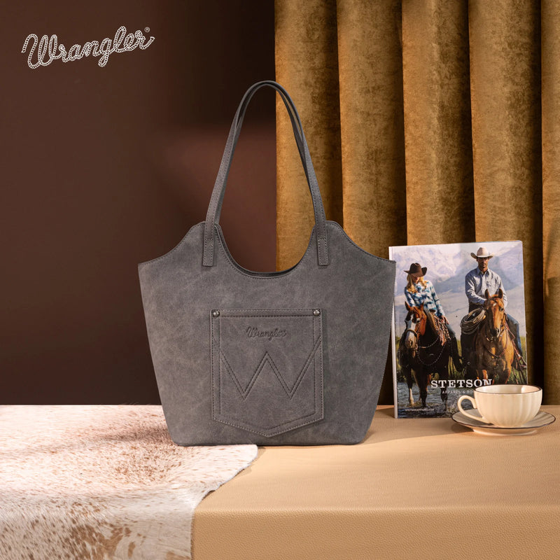 Load image into Gallery viewer, WG218-8250BK - Wrangler Aztec Embroidered Tote Bag - Black
