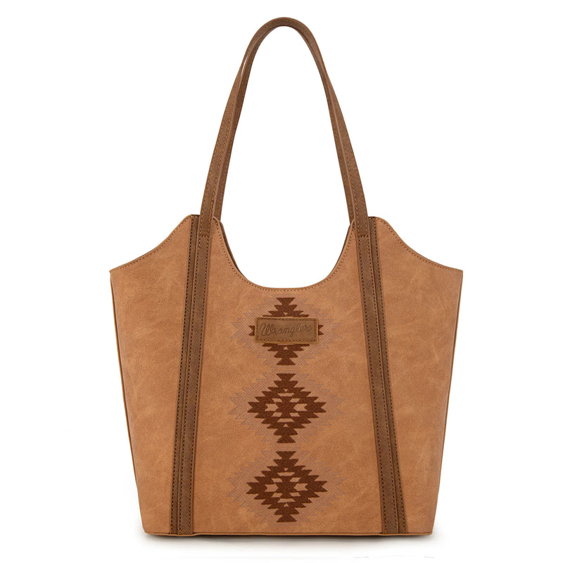 Load image into Gallery viewer, WG218-8250BR - Wrangler Aztec Embroidered Tote Bag - Brown
