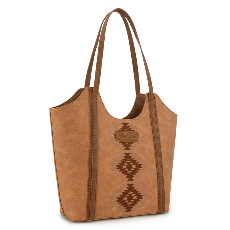 Load image into Gallery viewer, WG218-8250BR - Wrangler Aztec Embroidered Tote Bag - Brown
