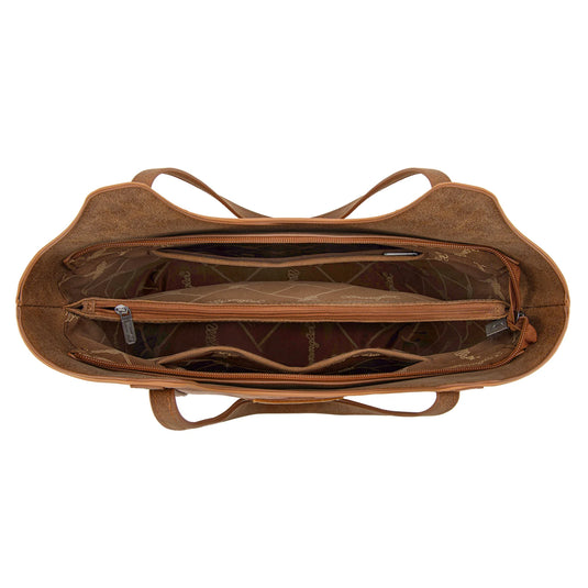 WG218-8250BR - Wrangler Aztec Embroidered Tote Bag - Brown