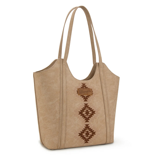 WG218-8250TN - Wrangler Aztec Embroidered Tote Bag - Tan