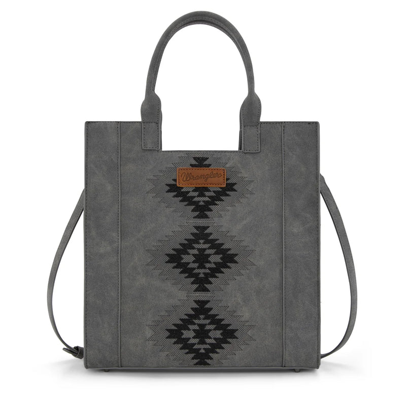 Load image into Gallery viewer, WG218-8900BK - Wrangler Aztec Embroidered Tote Bag/Crossbody - Black
